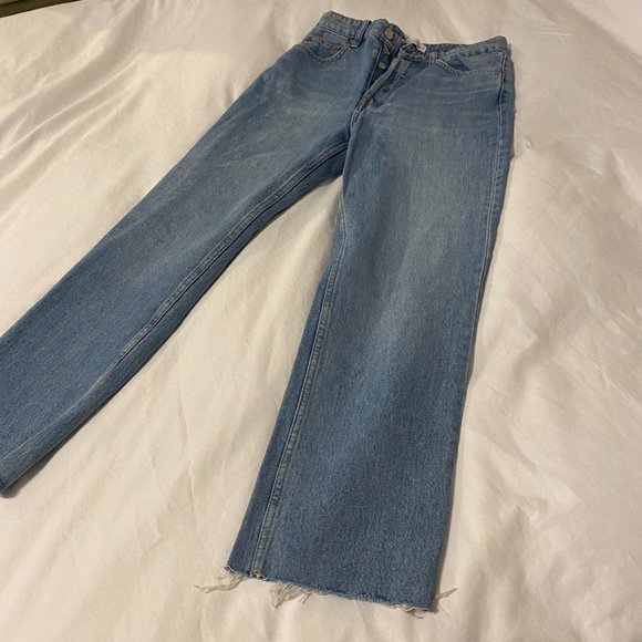 Zara High-Rise Straight-Leg Jeans Blue - Picture 3 of 8